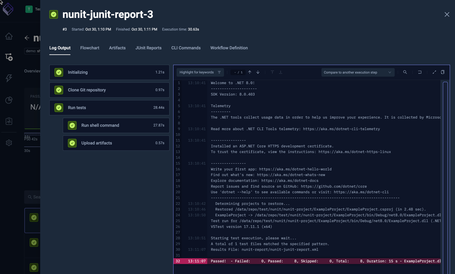 NUnit Log Output