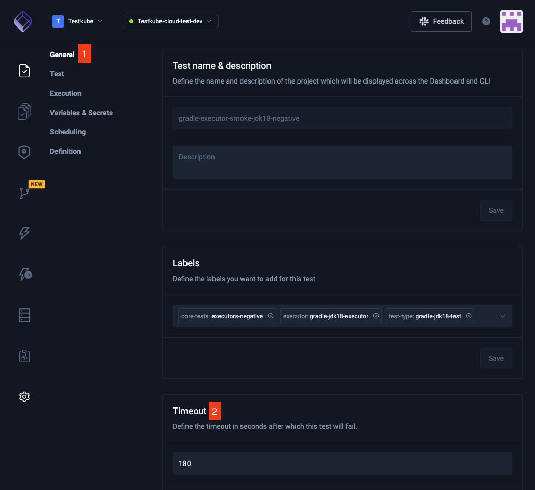 How to setup Test Timeout in Dashboard